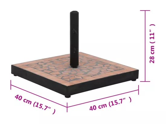 Base de parasol terre cuite carré 12 kg