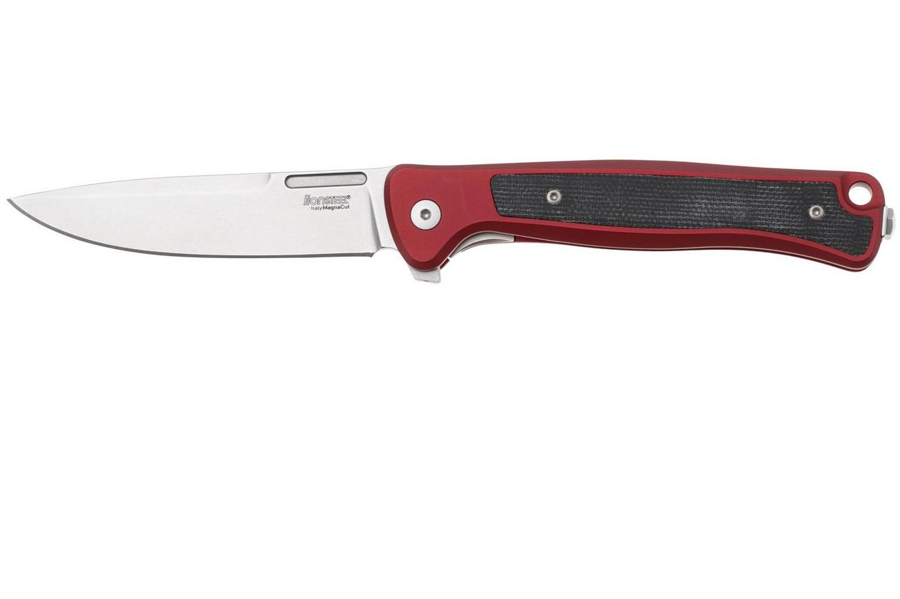 LionSteel Skinny Solid SK01A RS Red Aluminium Black Canvas Micarta inlay, Stonewashed zakmes, Molletta design