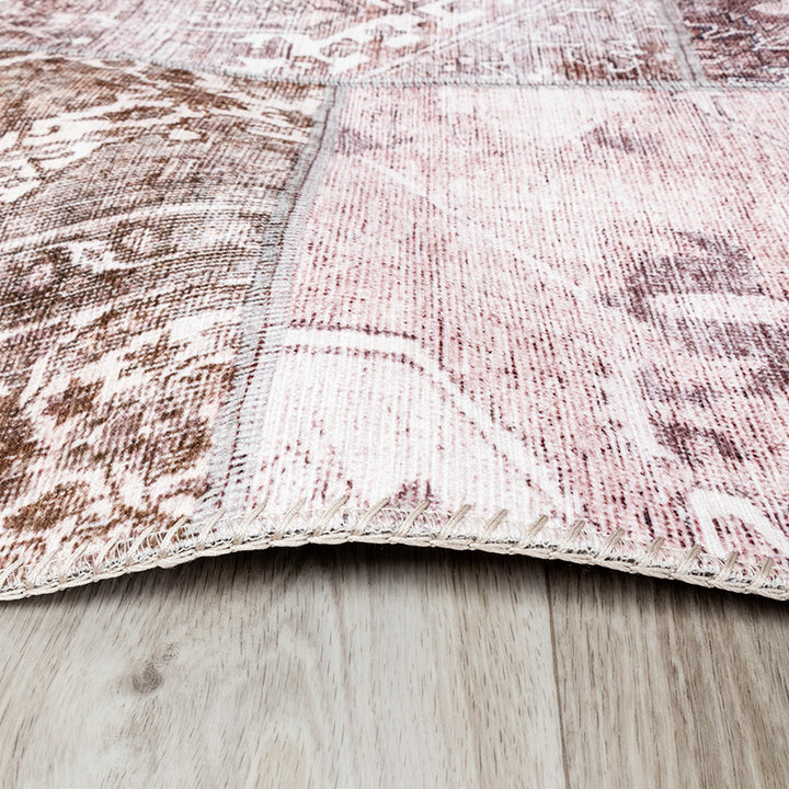 Patchwork vloerkleed - Lago Rood/Roze | Hoge kwaliteit