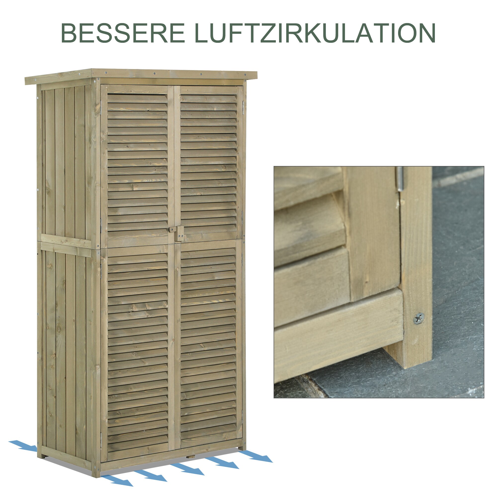 Outsunny Geräteschuppen mit 4 Fächer 87 x 46,5 x 160 cm (LxBxH)