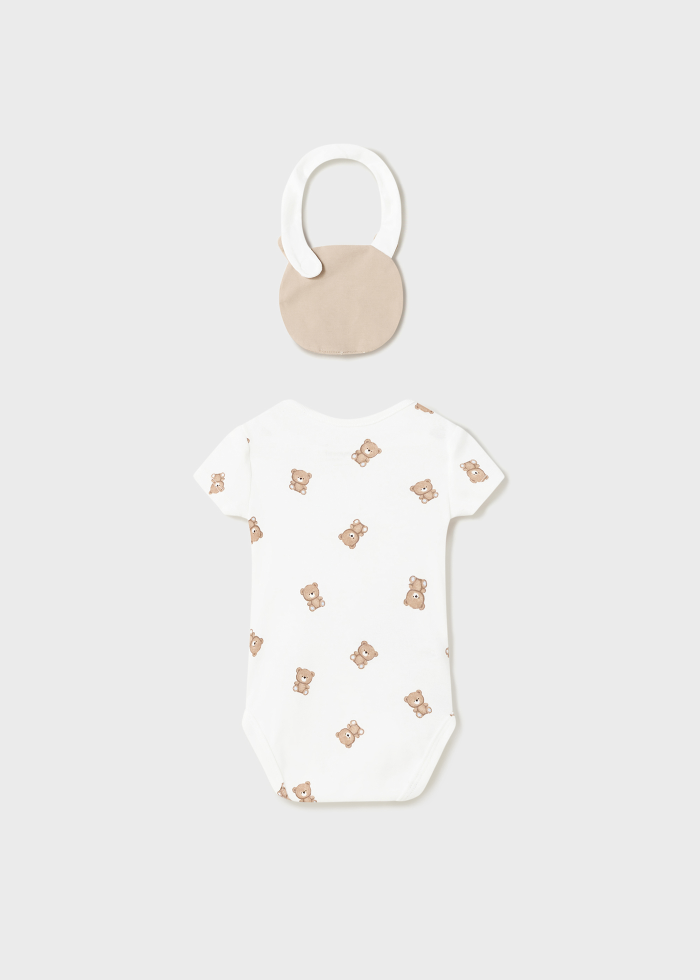 Conjunto de 3 peças em algodão sustentável para recém-nascidos.