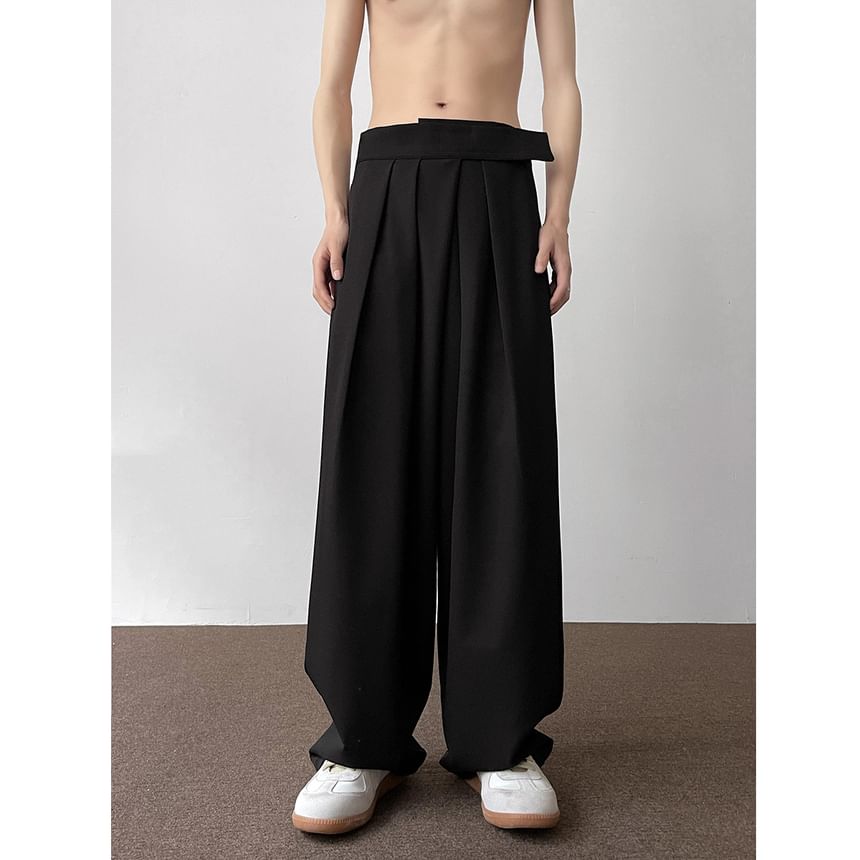FORSETI - Lage, effen broek met wijde pijpen