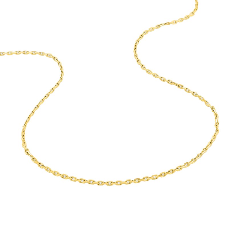 Chaîne mixte 40 cm - Maille Forçat diamanté - Or 18 Carats - Largeur 1.75 mm