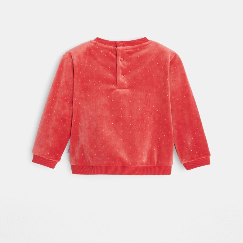Sweat velours imprimé pois motif soleil rouge bébé fille Rouge