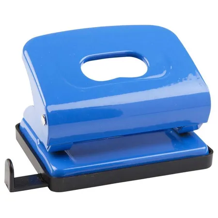 Idena Metall-Locher mit Anschlagsschiene, blau
