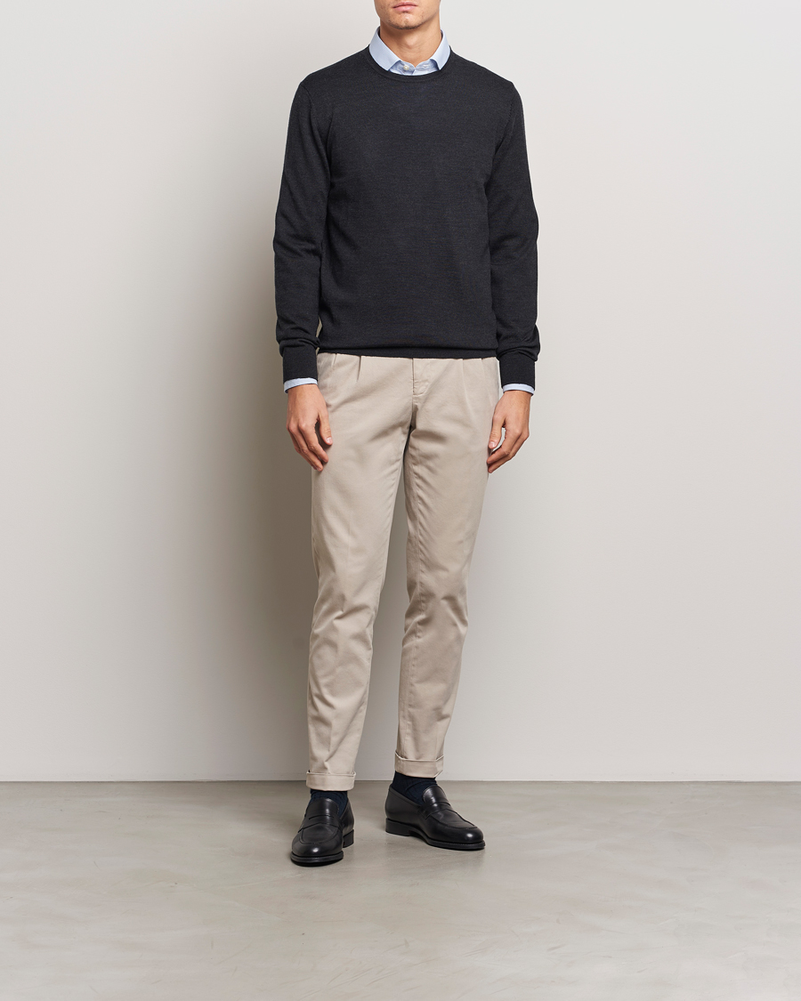 Charles Tyrwhitt Pure Merino Crew Neck Jumper Dark Charcoal