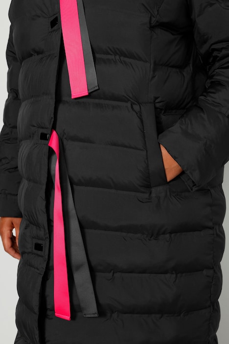 Steppmantel, Straight Fit, Color-Bänder, Kapuze, Druckknöpfe, Langarm