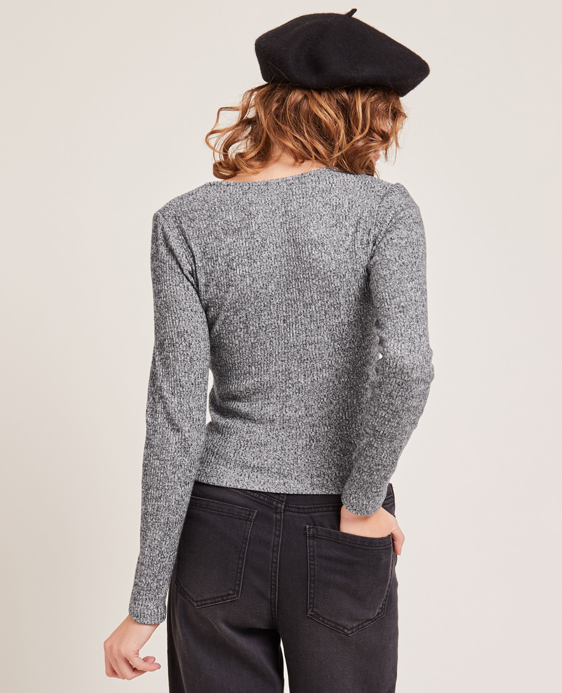 T-shirt manches longues toucher doux - Gris clair