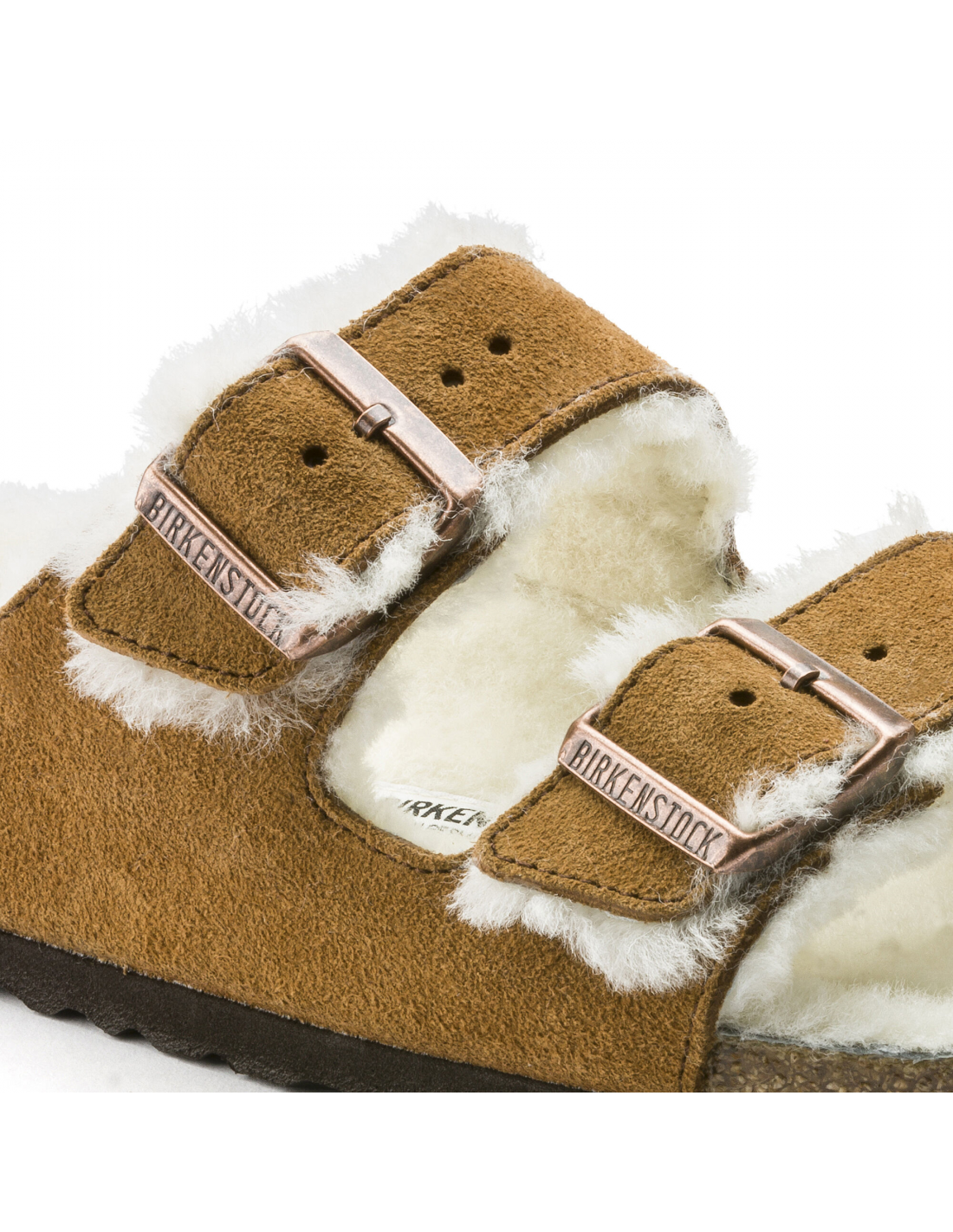 birkenstock mules fourées femme arizona vl shearling daim marron
