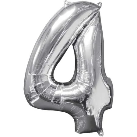 amscan Folienballon Zahl 4 silber