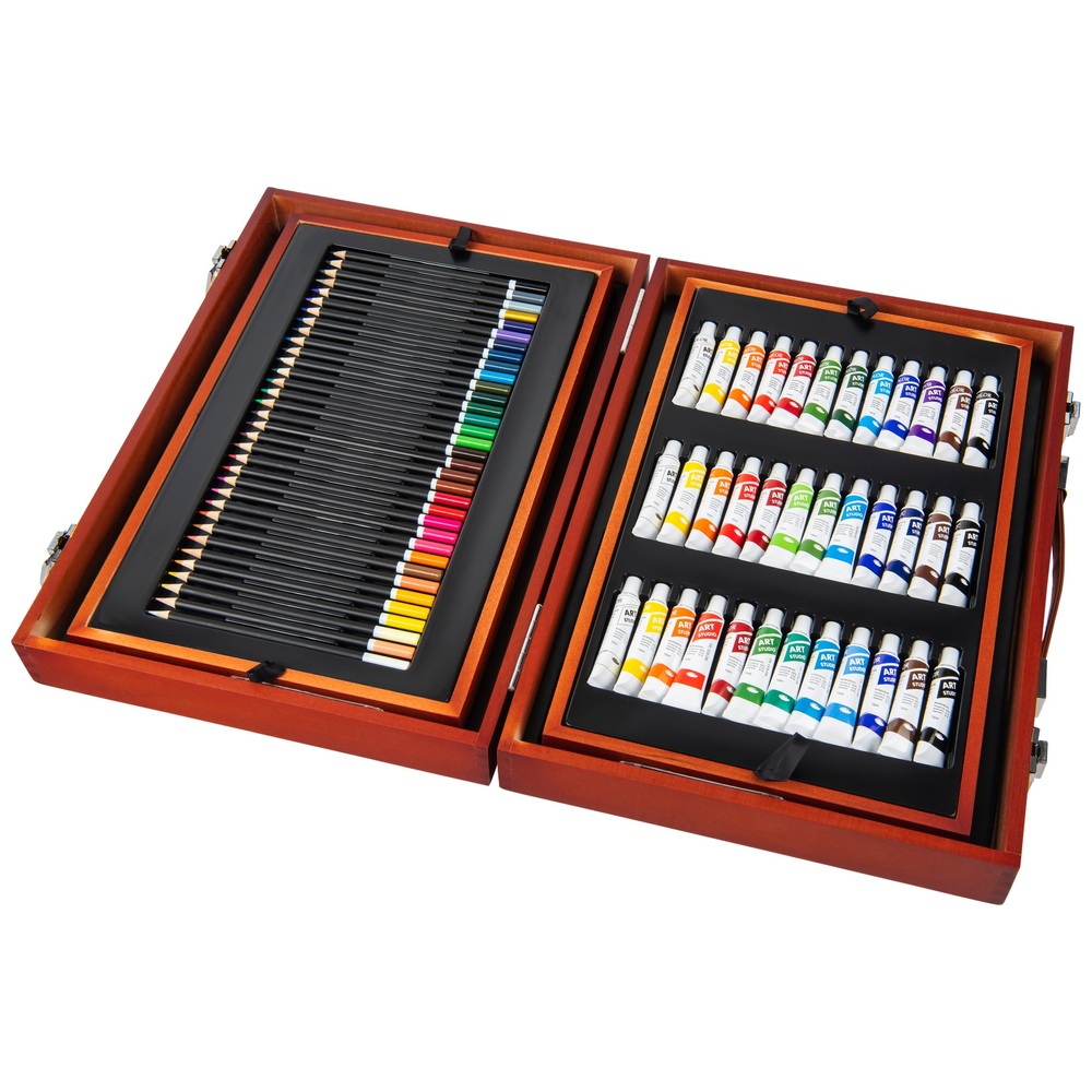 175-teiliges Kunstset in einer Holzbox