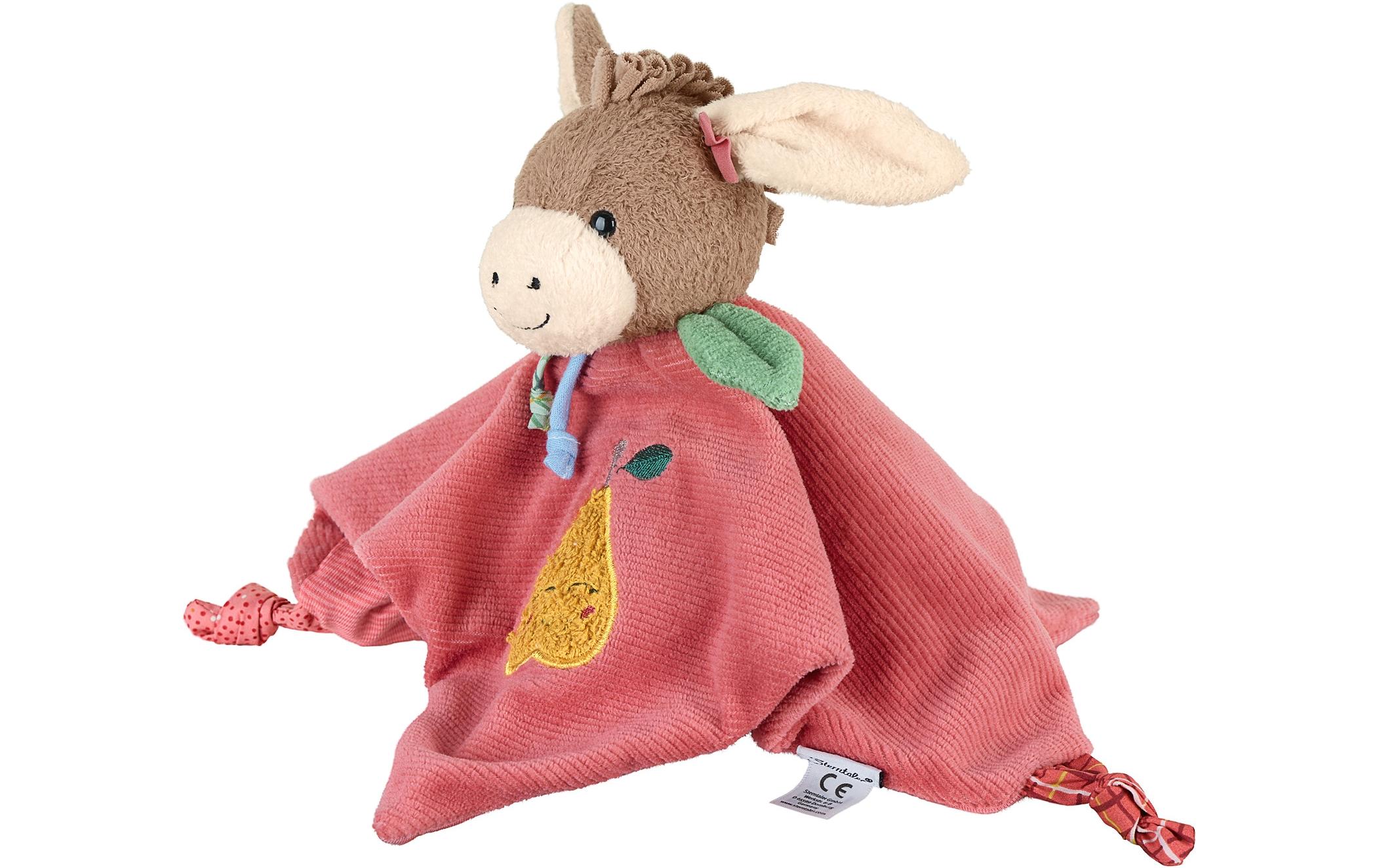 Schmusetuch Esel Emmily Gr. M26 cm grosses Schnuffeltuch aus softem Struktur-Nicki und Flauschstoff
