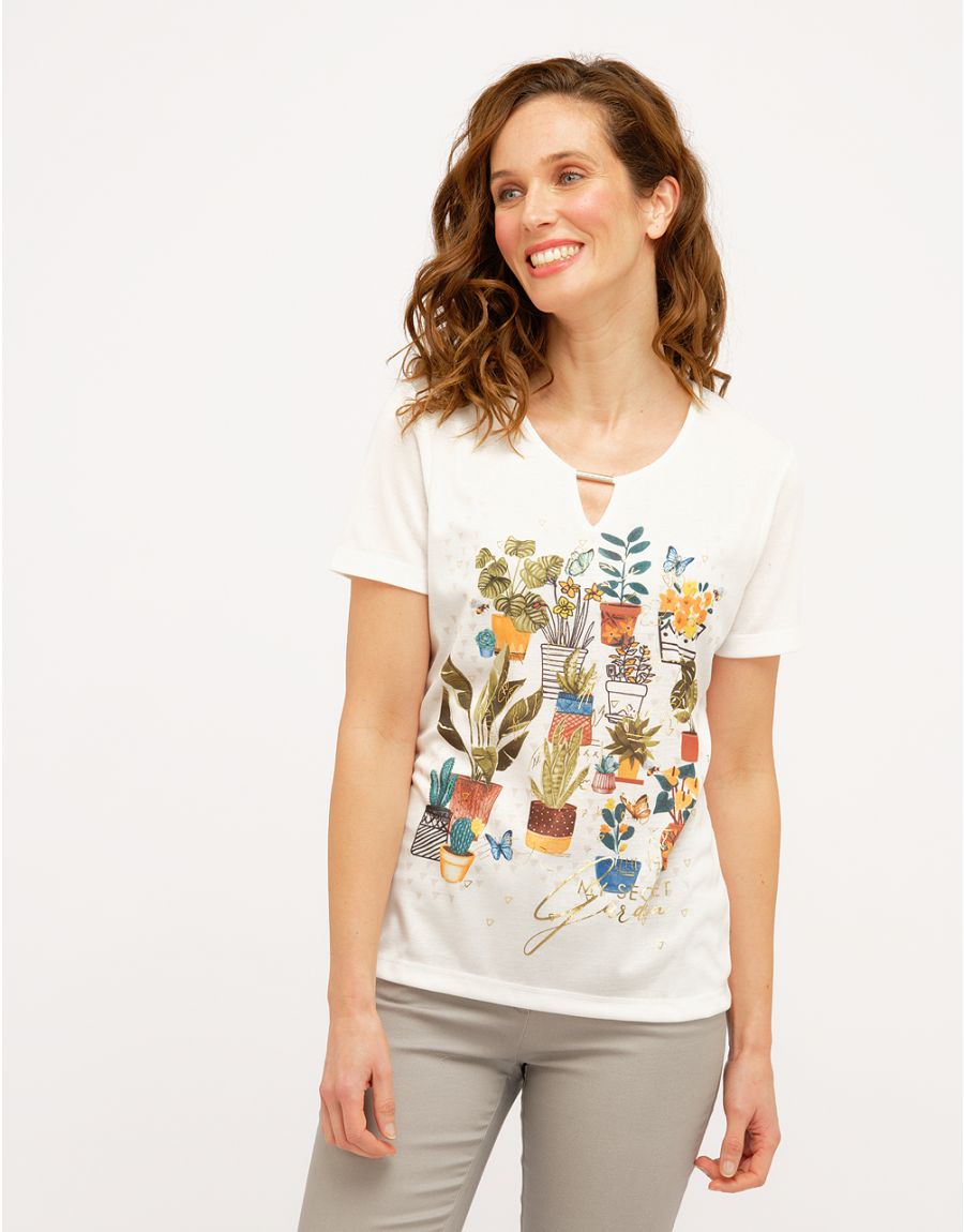 T-shirt écru fantaisie