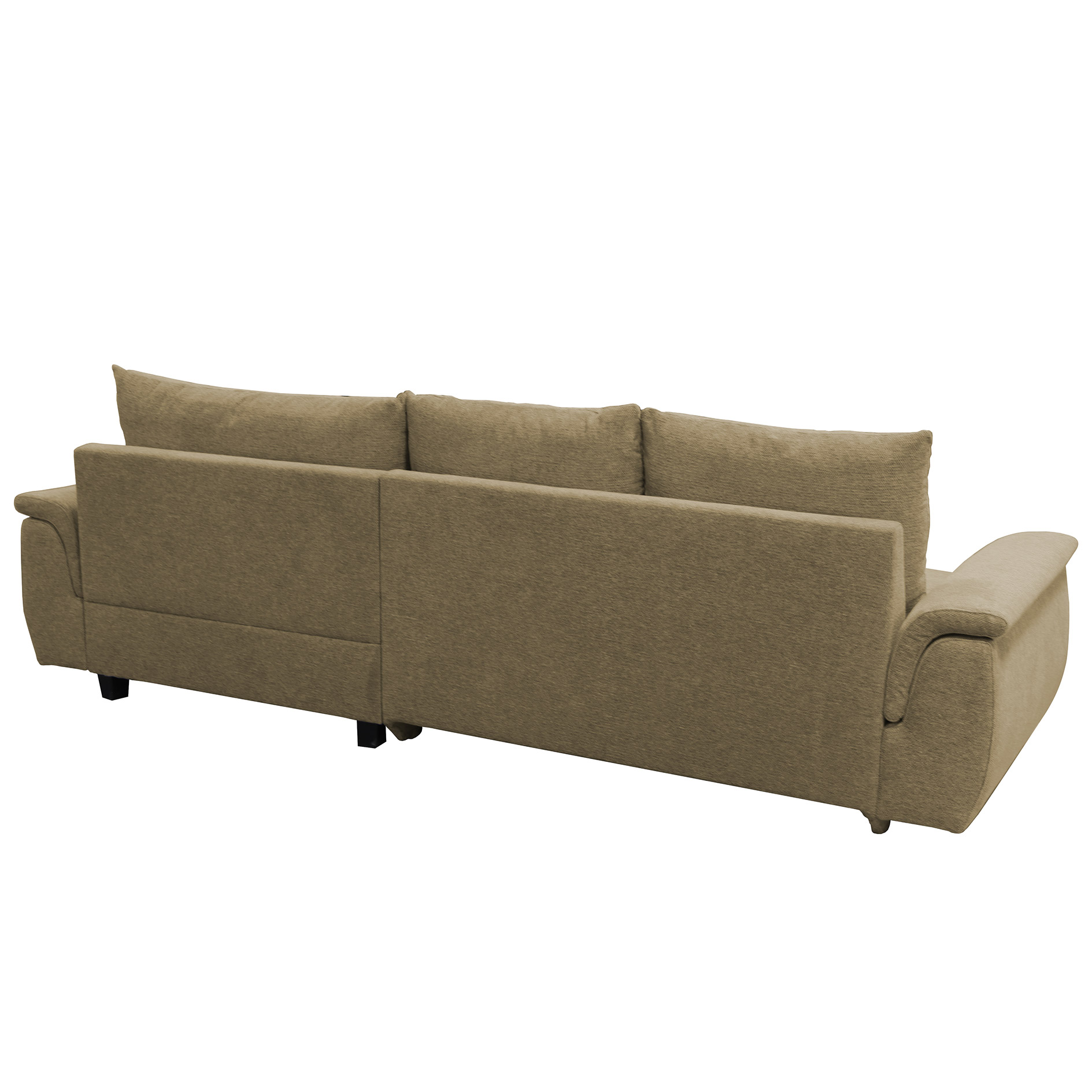Ecksofa - olive - mit Liegefunktion - Staukasten rechts