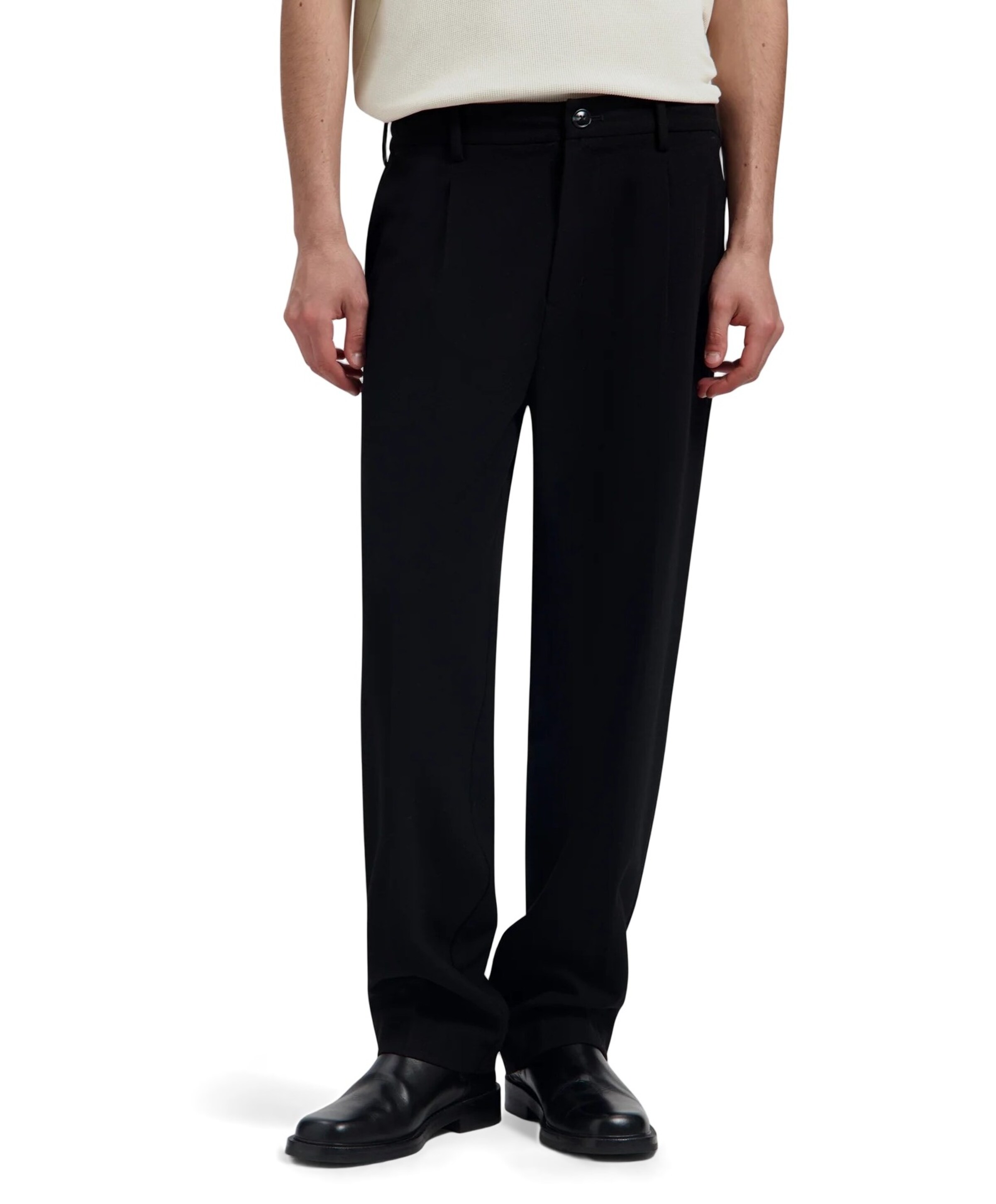Olaf Regular Wool Pleated Pant heren pantalon zwart