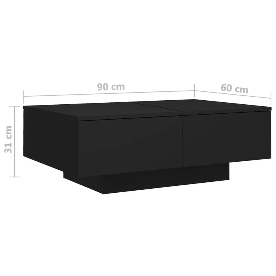 vidaXL - Salontafel - Zwart - Bewerkt hout - 90 x 60 x 31 cm