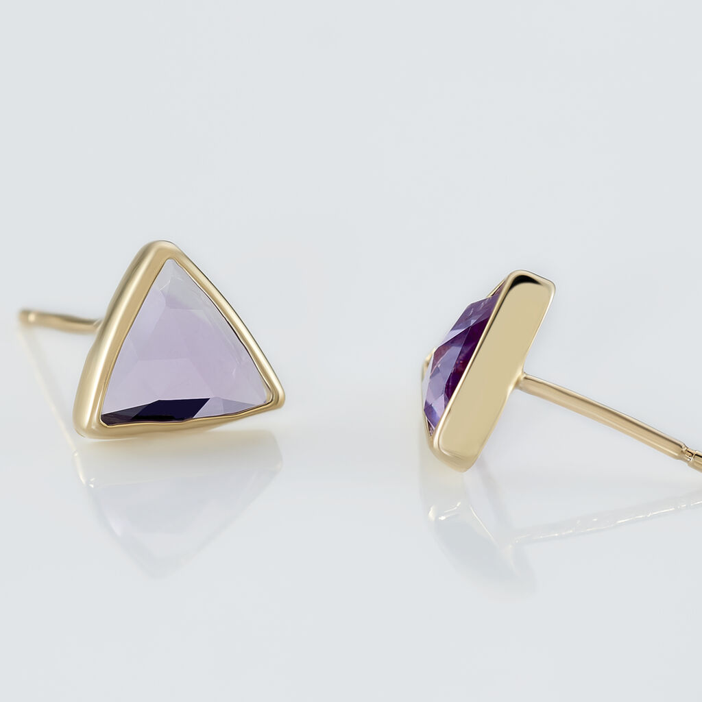Boucles D'oreilles Puces Juliete Or Jaune Amethyste