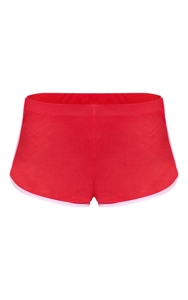 Rouge Short Moulant En Jersey Avec Bordure Contrastante