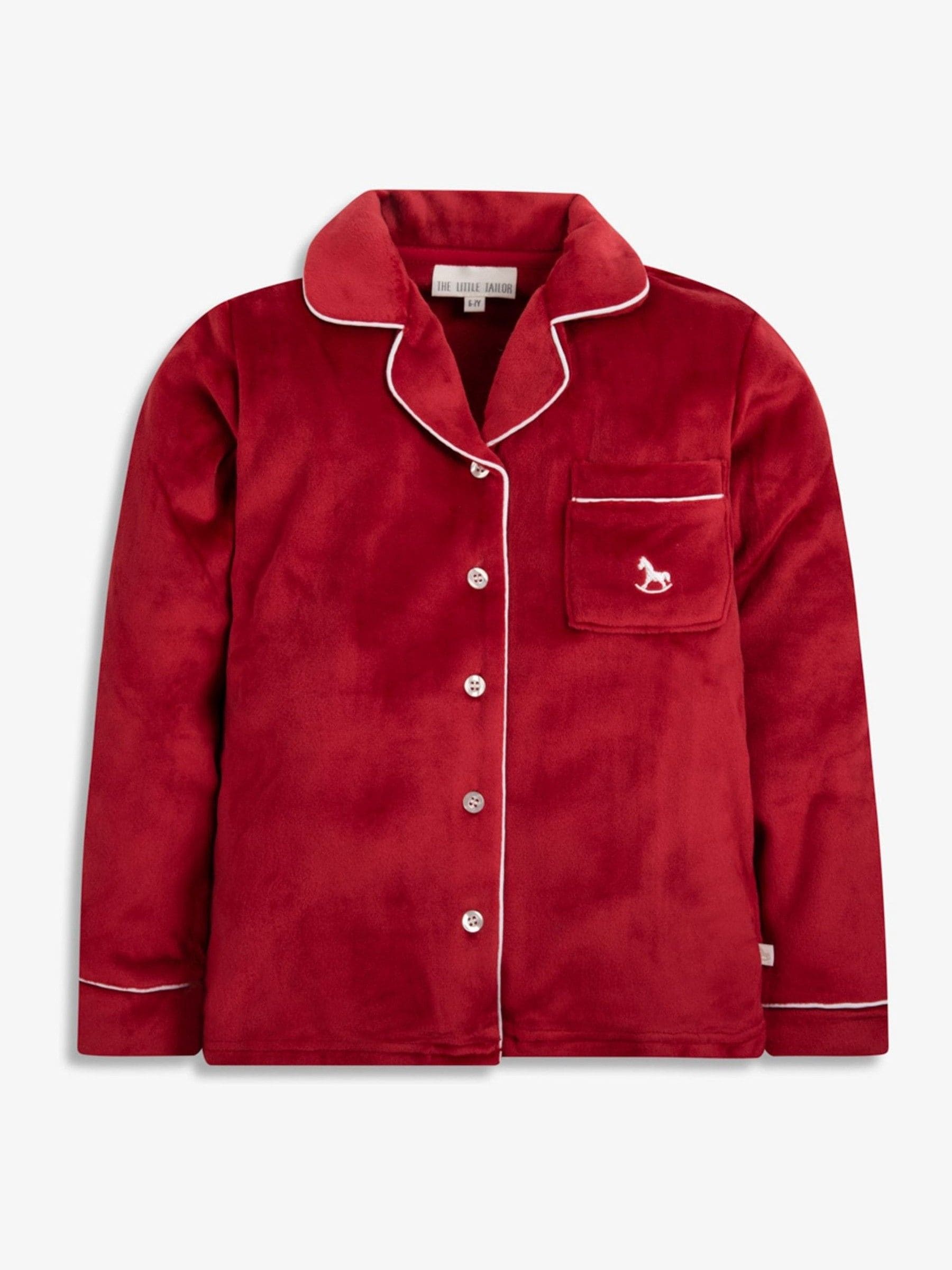 Rood - The Little Tailor Luxe kerstpyjama voor kinderen van zacht aanvoelend velours