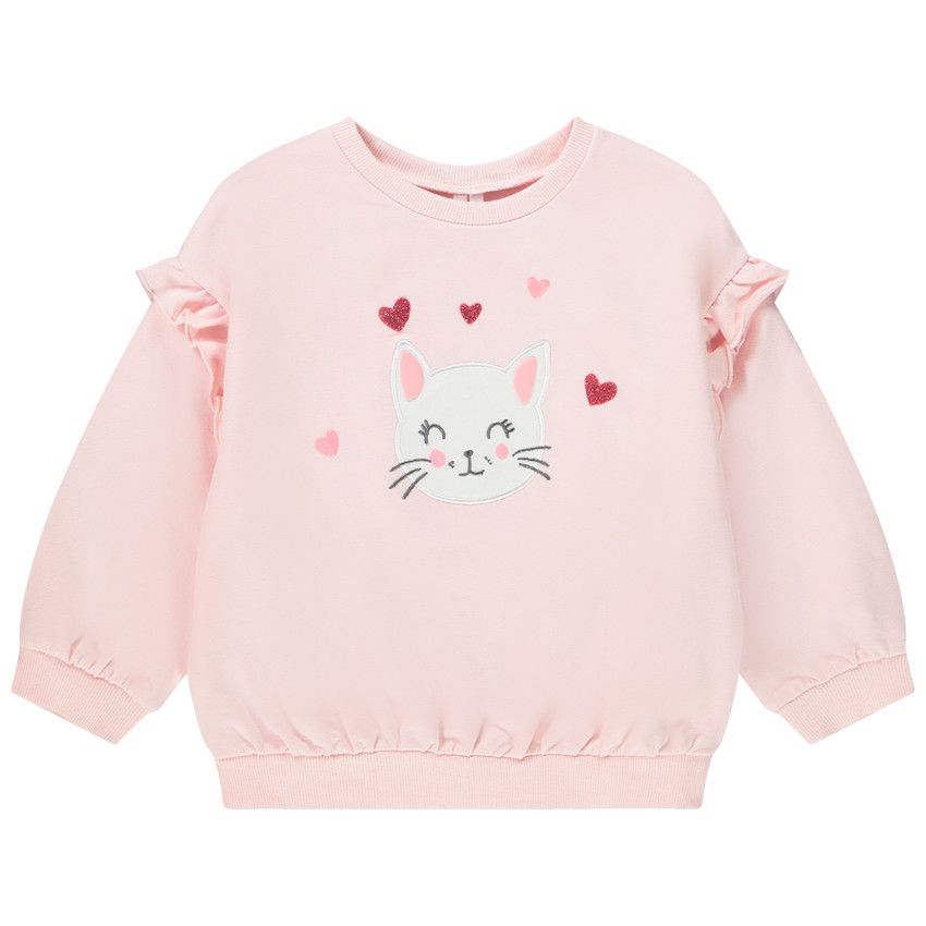 Sweat fantaisie à épaules volantées pour bébé fille - Rose
