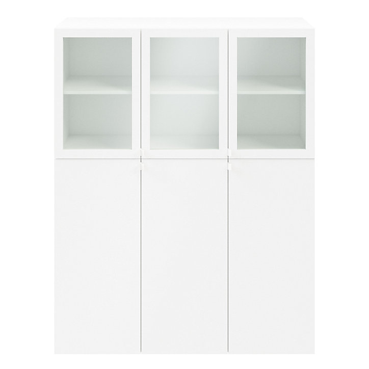 Meuble de rangement blanc avec portes battantes vitrées GoodHome Atomia H. 187,5 x L. 150 x P. 37 cm