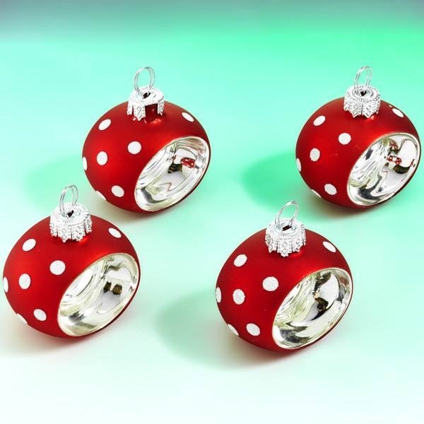4 ronds de serviettes boules de Noël