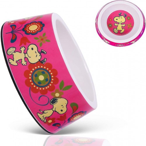 Alimentador para cães Snoopy com flor rosa em melamina