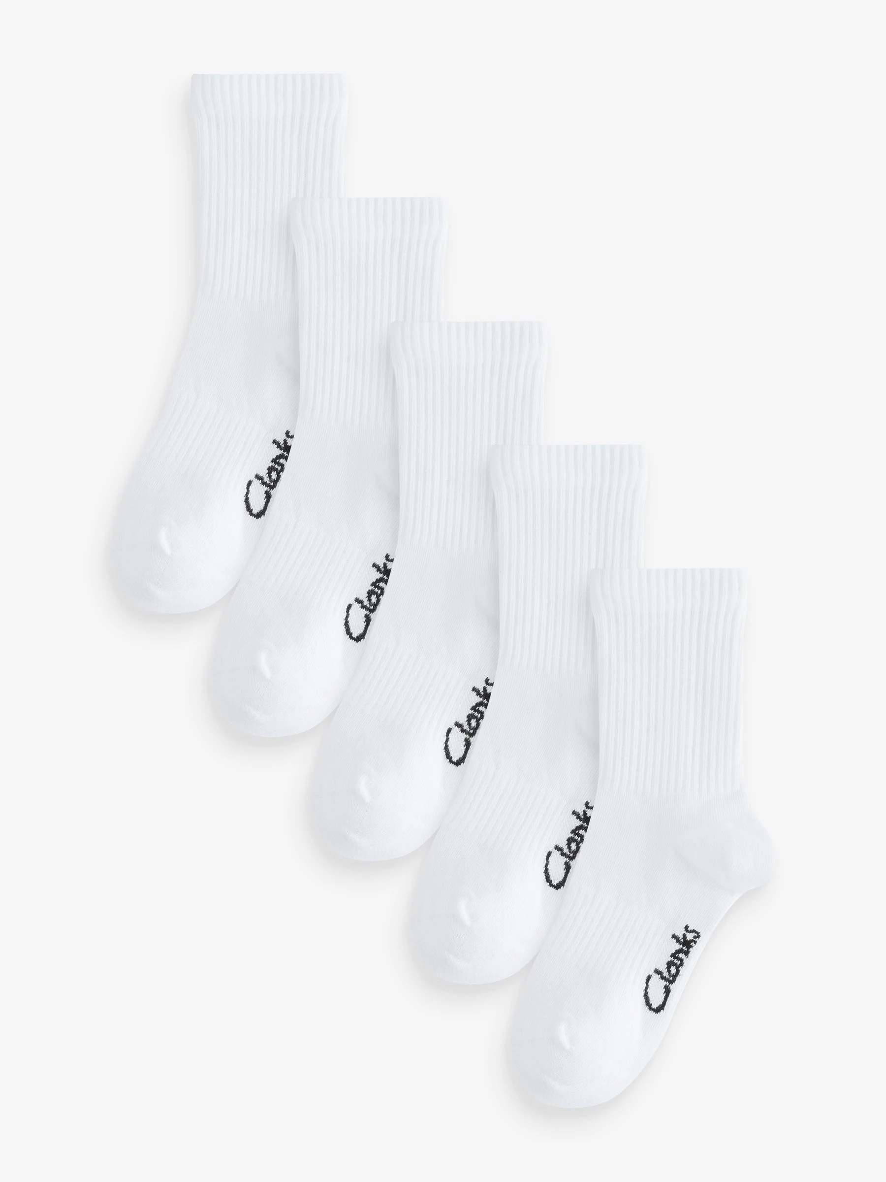 Wit - Clarks Sporty School Socks 5 Pack