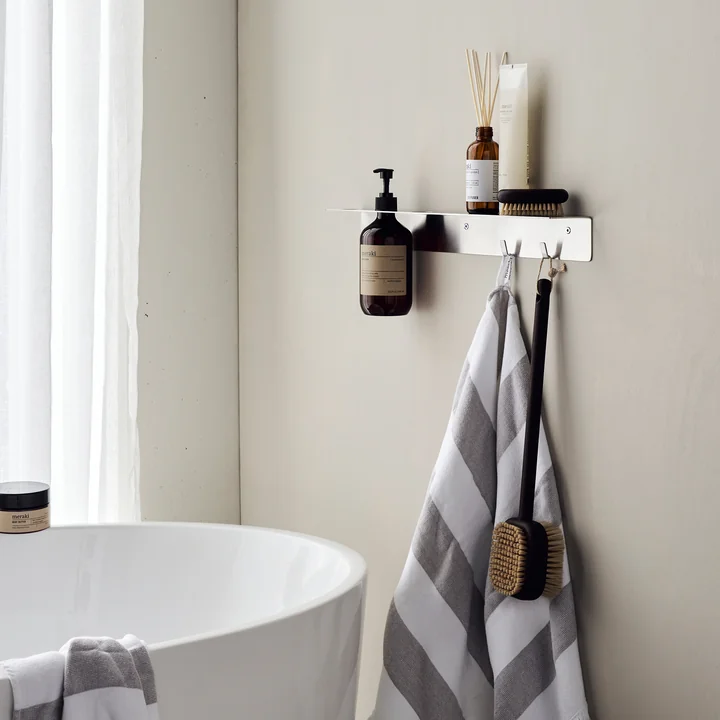 Meraki - Regal mit Flaschenhalterung und Hakenleiste, mattschwarzes Finish