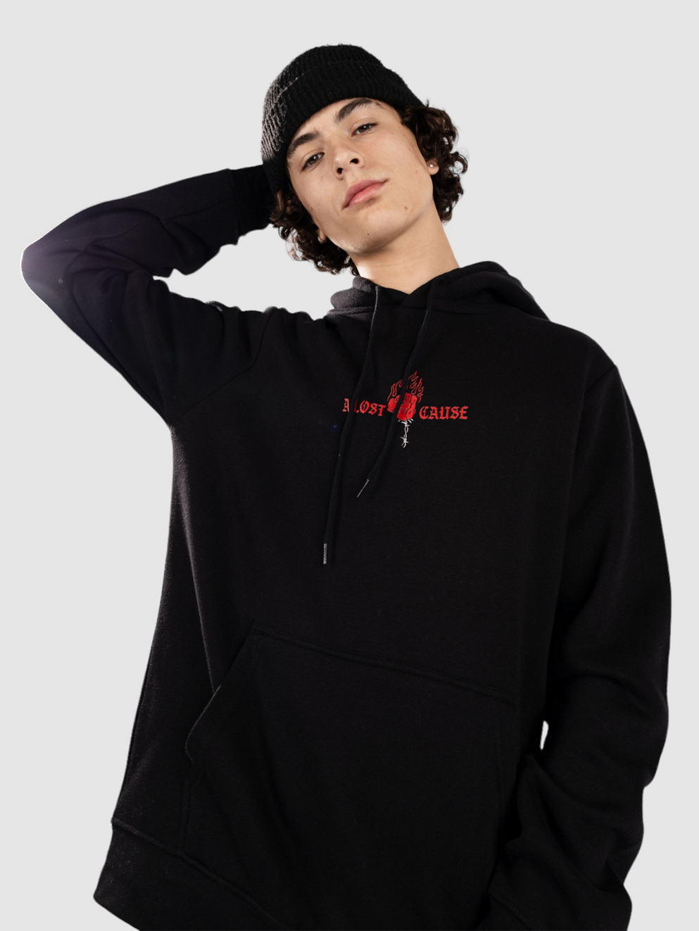 A Lost Cause Burning Rose Hoodie black
