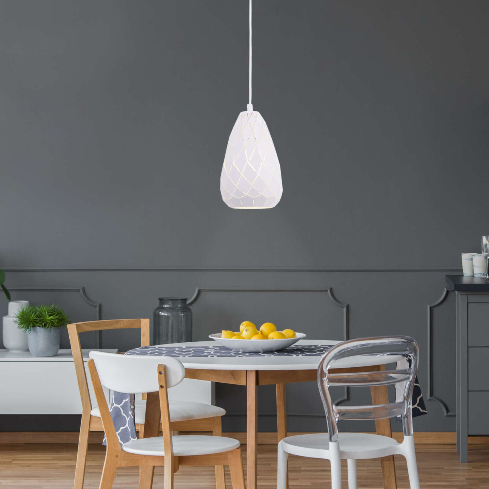 Pendelleuchte ALISON - weiß - 123 cm
