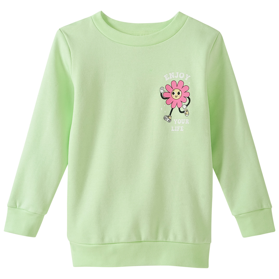 Famy Mädchen Sweatshirt mit Blumen-Print hellgrün