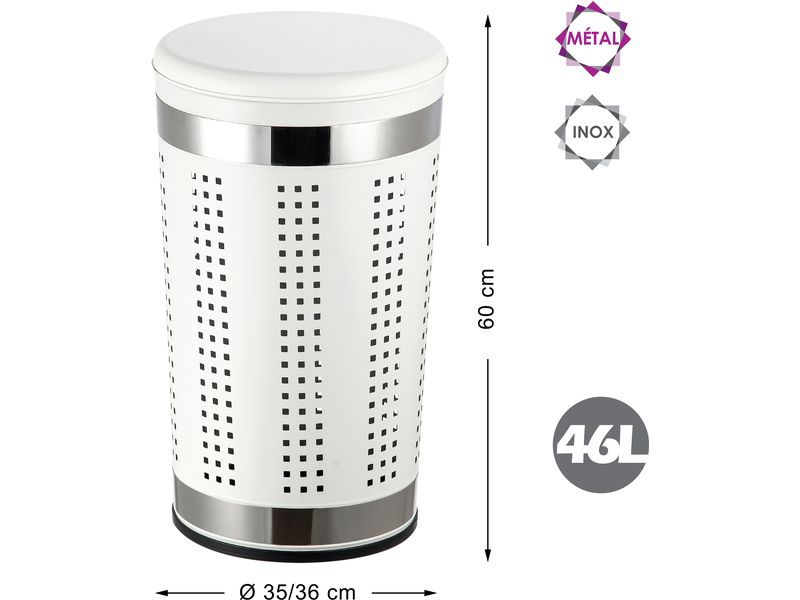MSV Wäschekorb  46 l, Weiss Wäschekorb mit Deckel