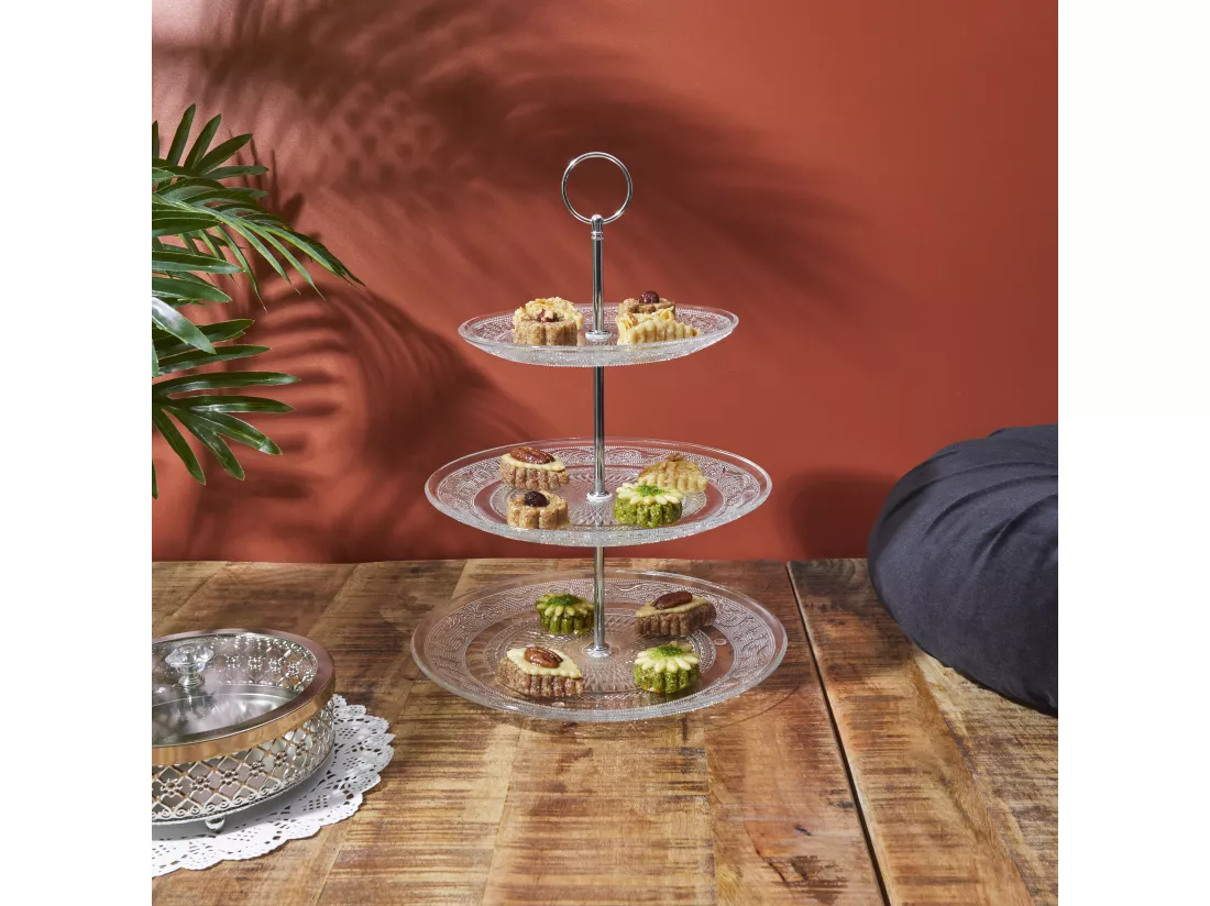 Plateau A Gateaux En Verre 3 Etages M6
