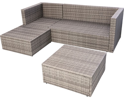 Garden Place Relax 5-zits 2-delige tuinmeubelset inclusief zitkussens, aluminium, polyrotan, tweekleurig licht- en donkergrijs