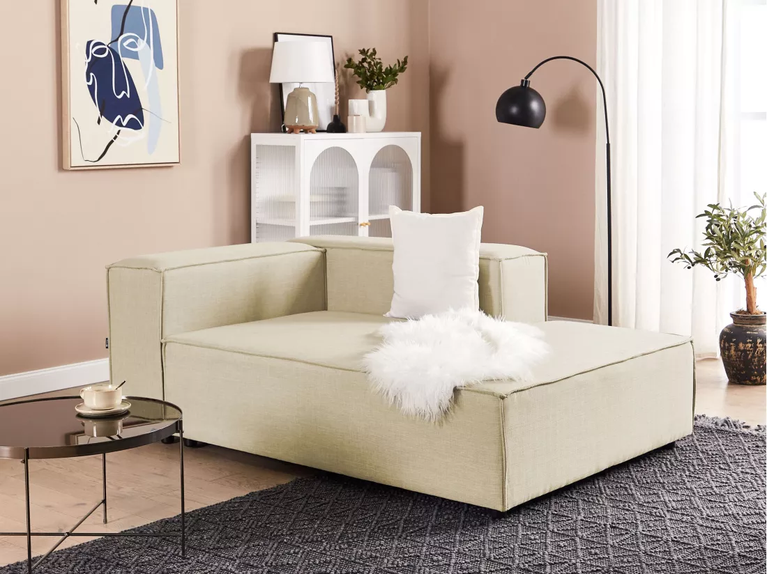 Divan côté droite pour canapé en lin beige APRICA