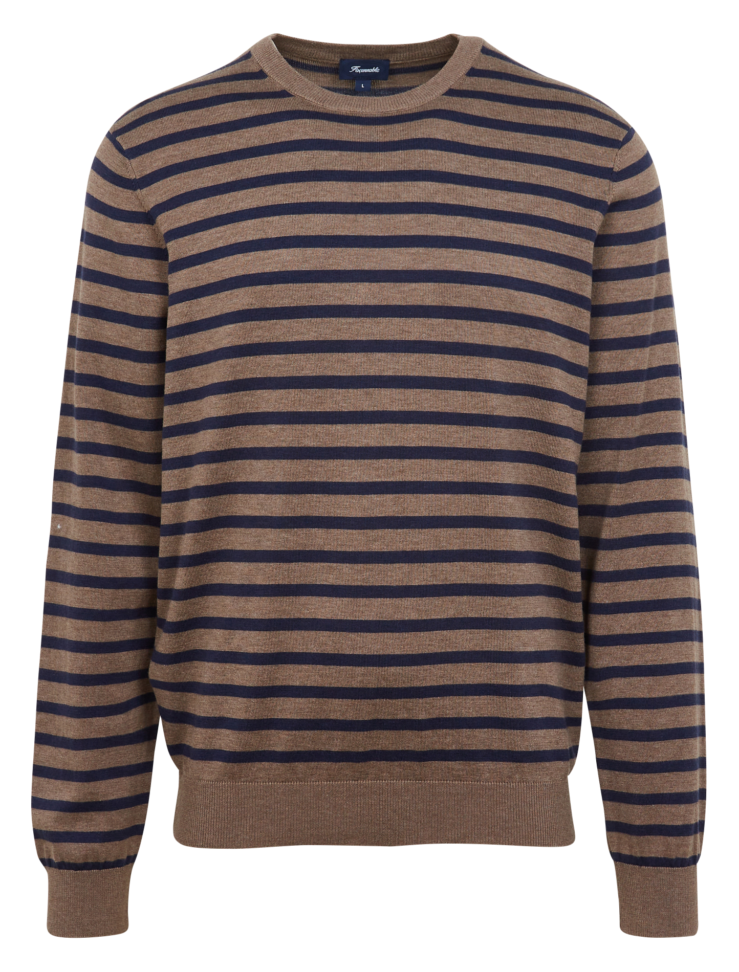Pull col rond rayé en coton et en soie mélangés | Multicolore
