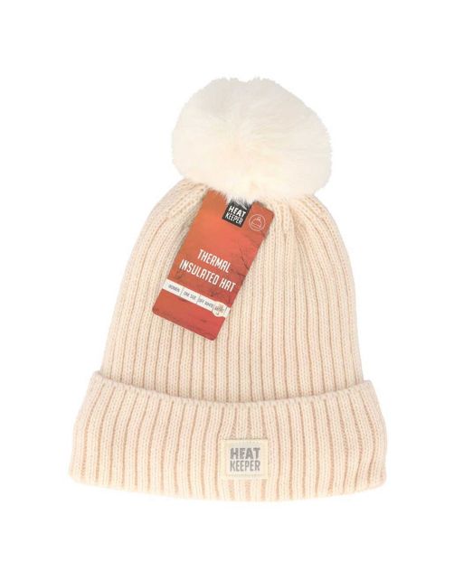 Heatkeeper Thermo Muts + Pompon - Vrijetijdskleding - Wit One Size