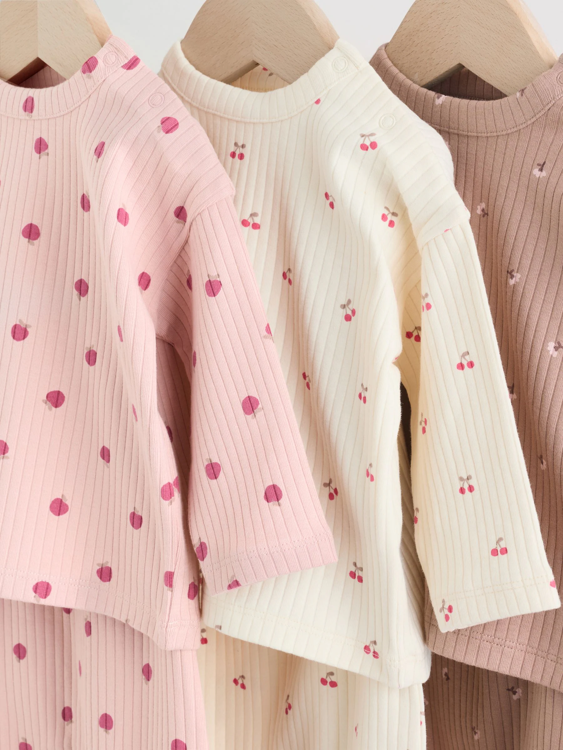 Roze/crème/bruine print - 6 -delige set van top met lange mouwen en leggings (0mnd -3jr)