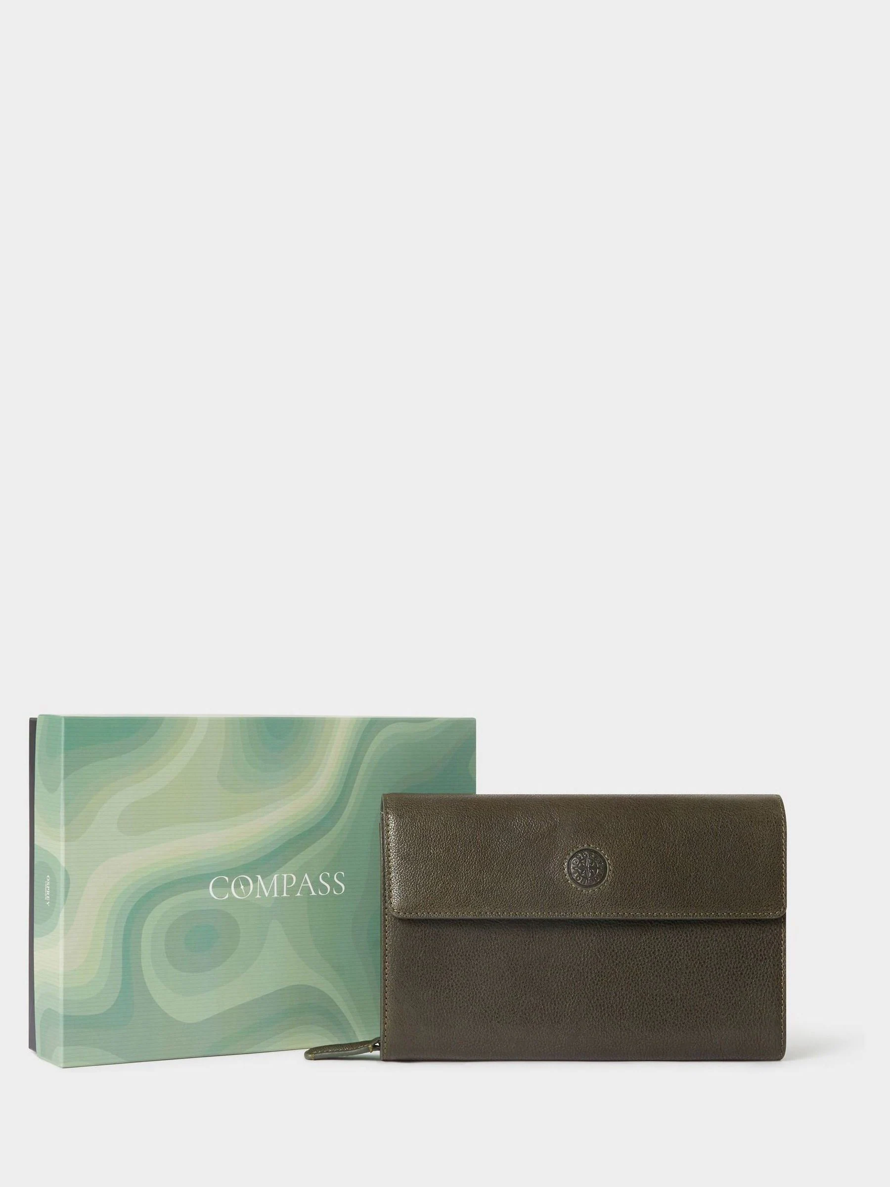 Osprey London Green The Compass Leather Travel Wallet