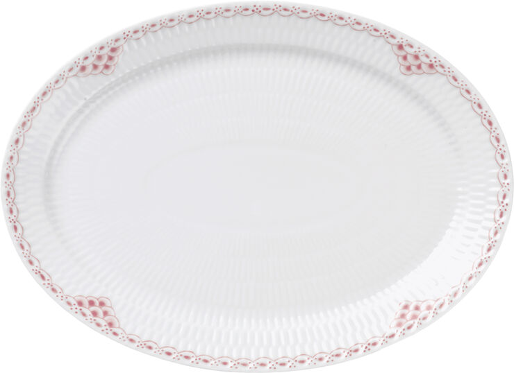 Royal Copenhagen Koral Riflet Blonde Fad ovalt 28 cm Hvid