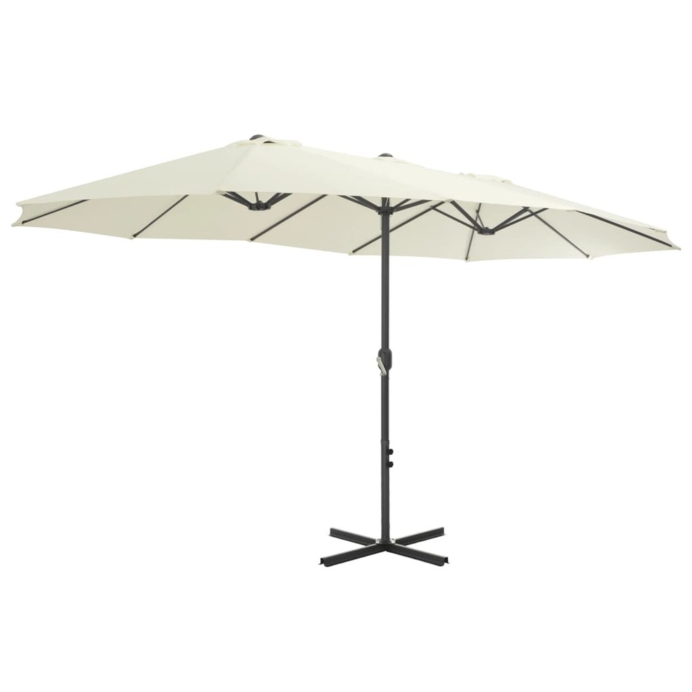 Parasol d'extérieur et poteau en aluminium 460 x 270 cm sable