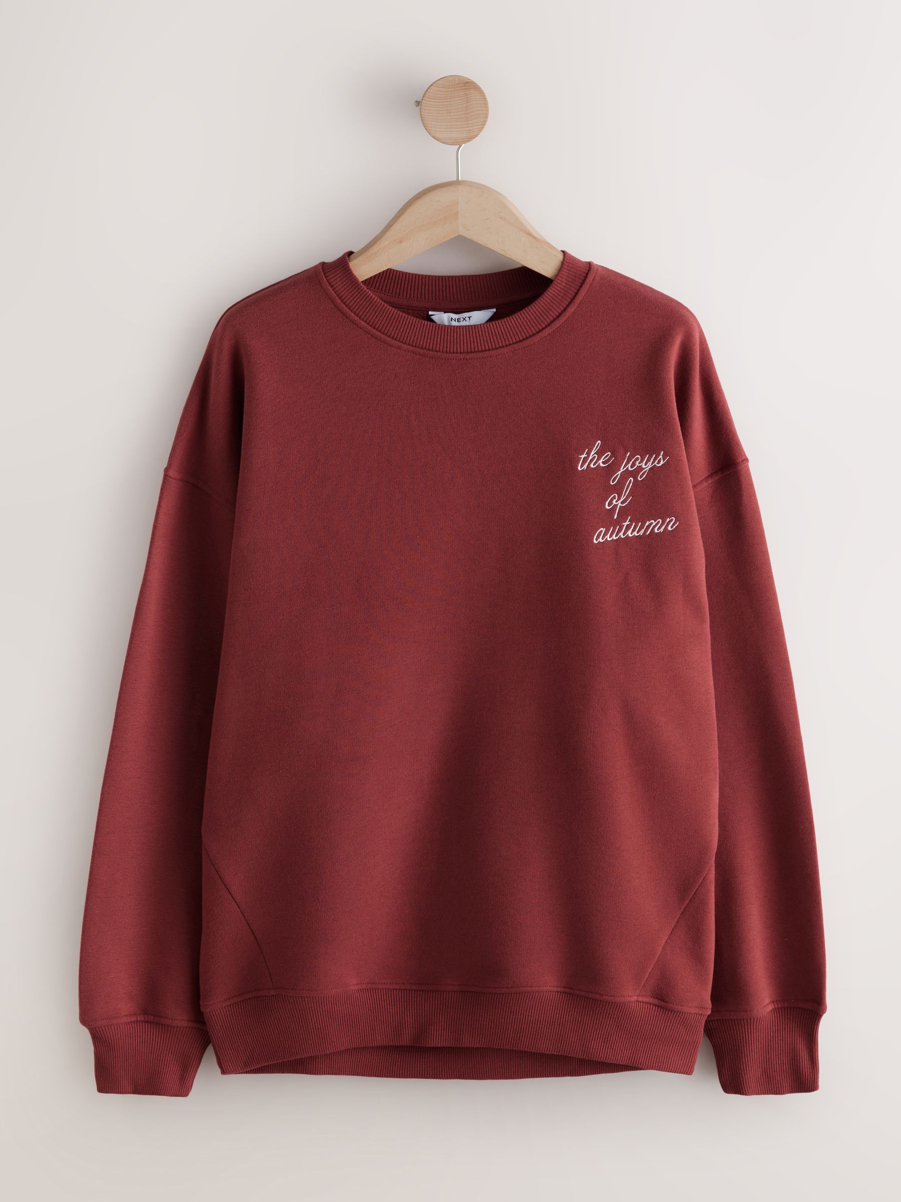 Bordeauxrood - Pumpkin Spice Graphic Embroidered Long Sleeve Sweatshirt