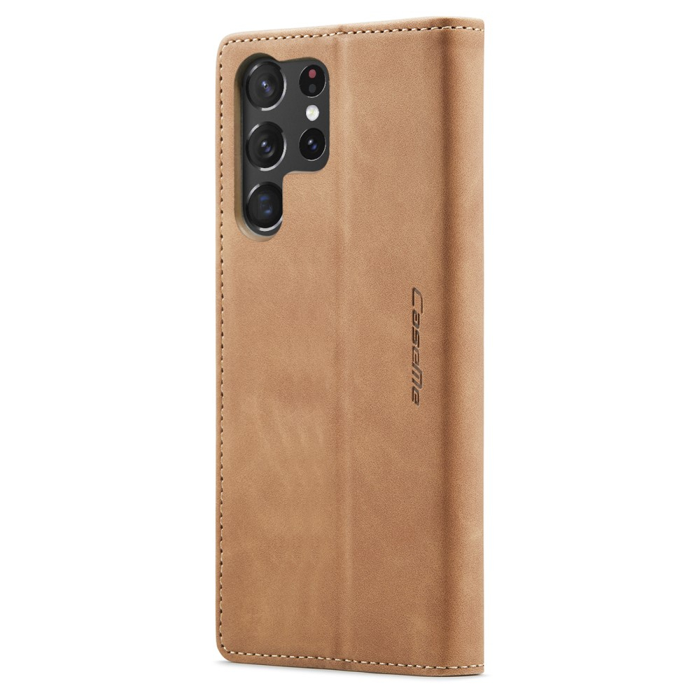 Samsung Galaxy S23 Ultra 5G Leder Tasche Flip Wallet Etui mit Kartenfächern - Hellbraun