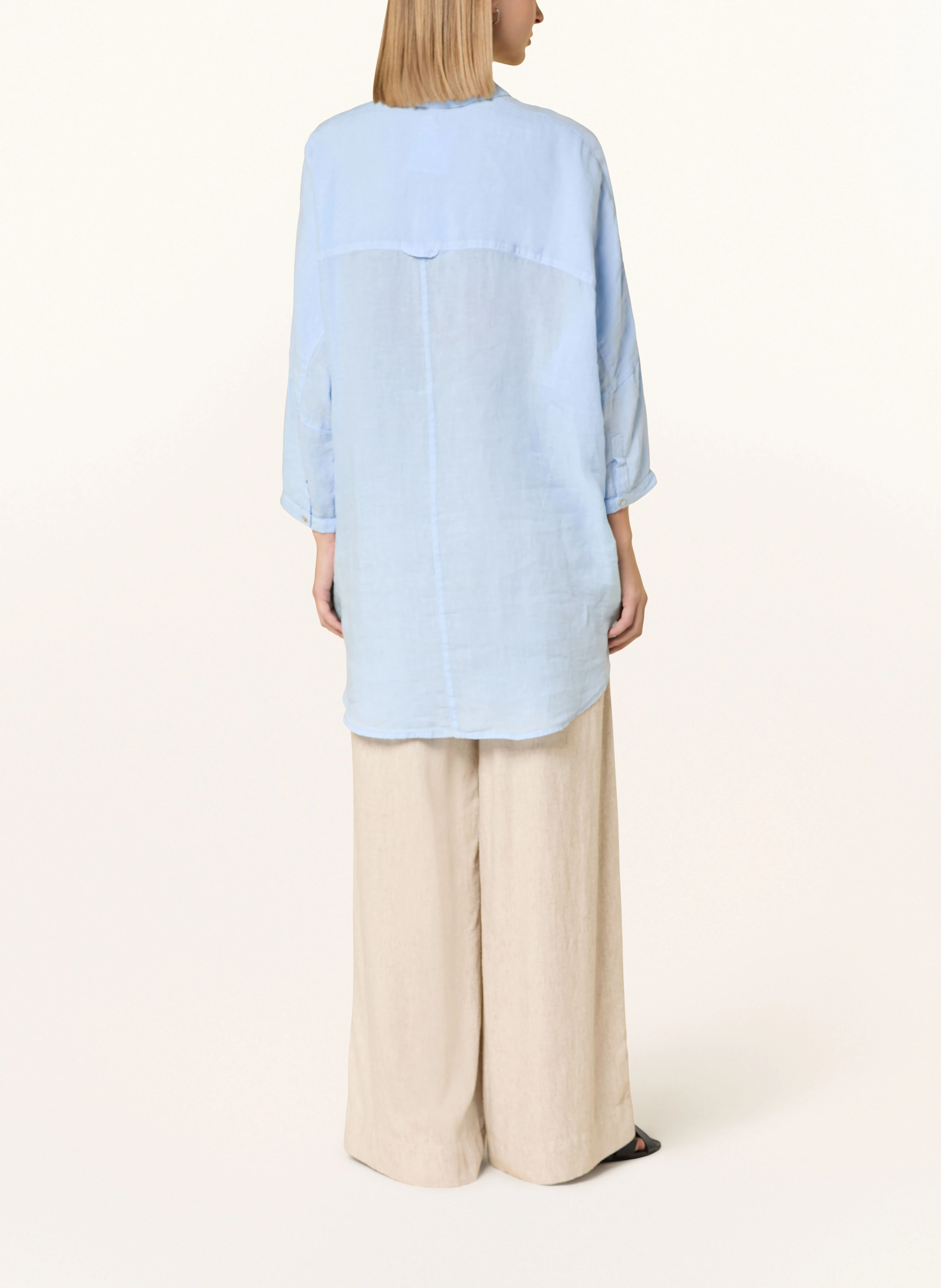 120%lino Oversized-Hemdbluse aus Leinen mit 3/4-Arm