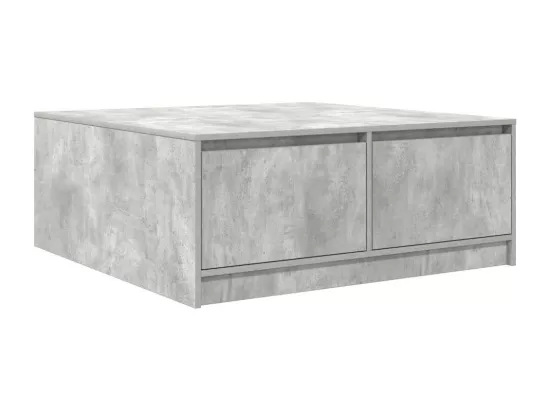 Table basse avec tiroirs gris béton 100x100x40 cm