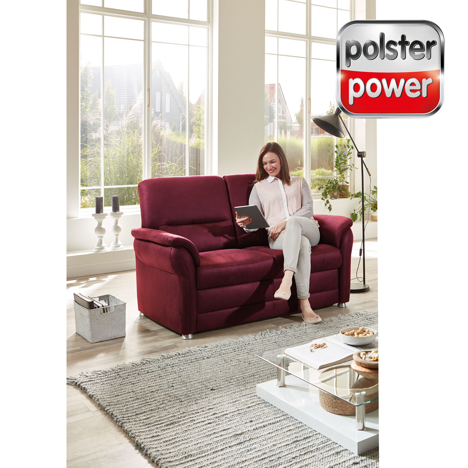 polsterpower 2-Sitzer-Sofa - wine - Microfaser