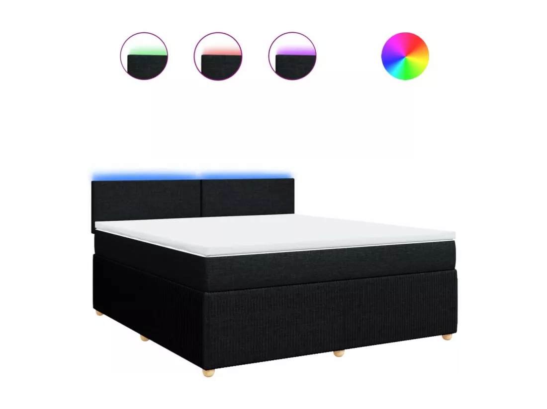 Sommier à lattes de lit avec matelas Noir 180x200 cm Tissu
