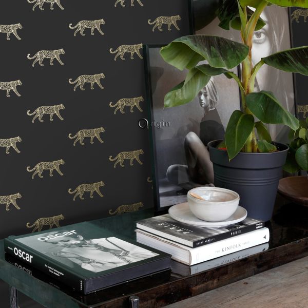 Estahome Panters Behang - 0,53 x 10,05 m - Wit / Goud