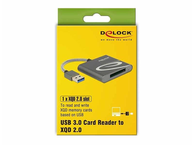 Delock Card Reader Extern USB-A für XQD-2.0-Speicherkarten Externer Kartenleser für XQD-2.0-Speicherkarten